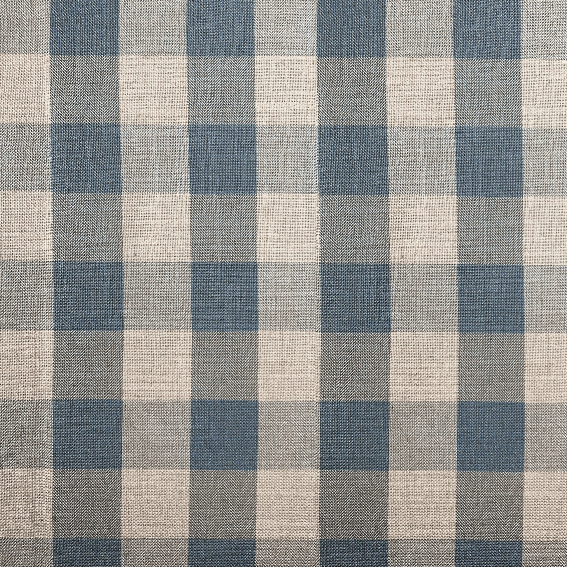 Tela Lino Cuadros Azul Claro