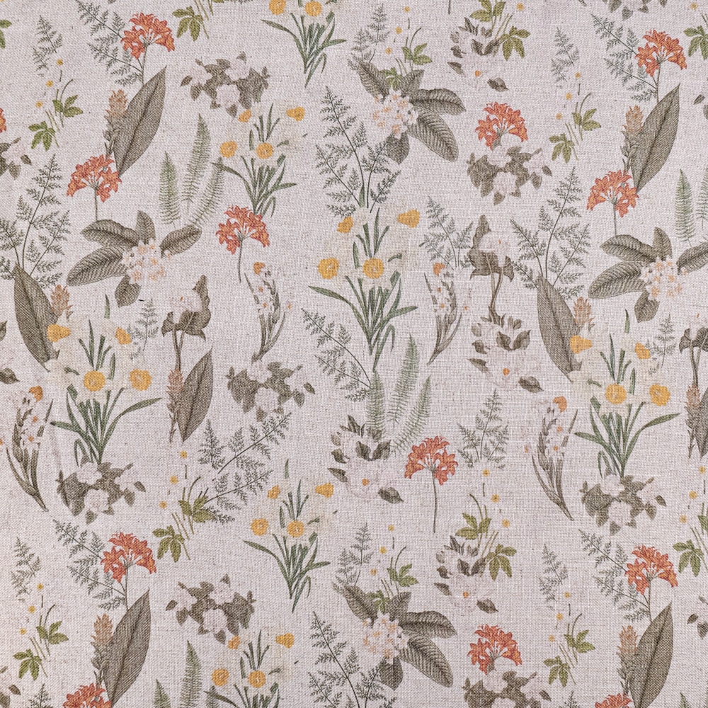 Tela Lino Flores Amarillas