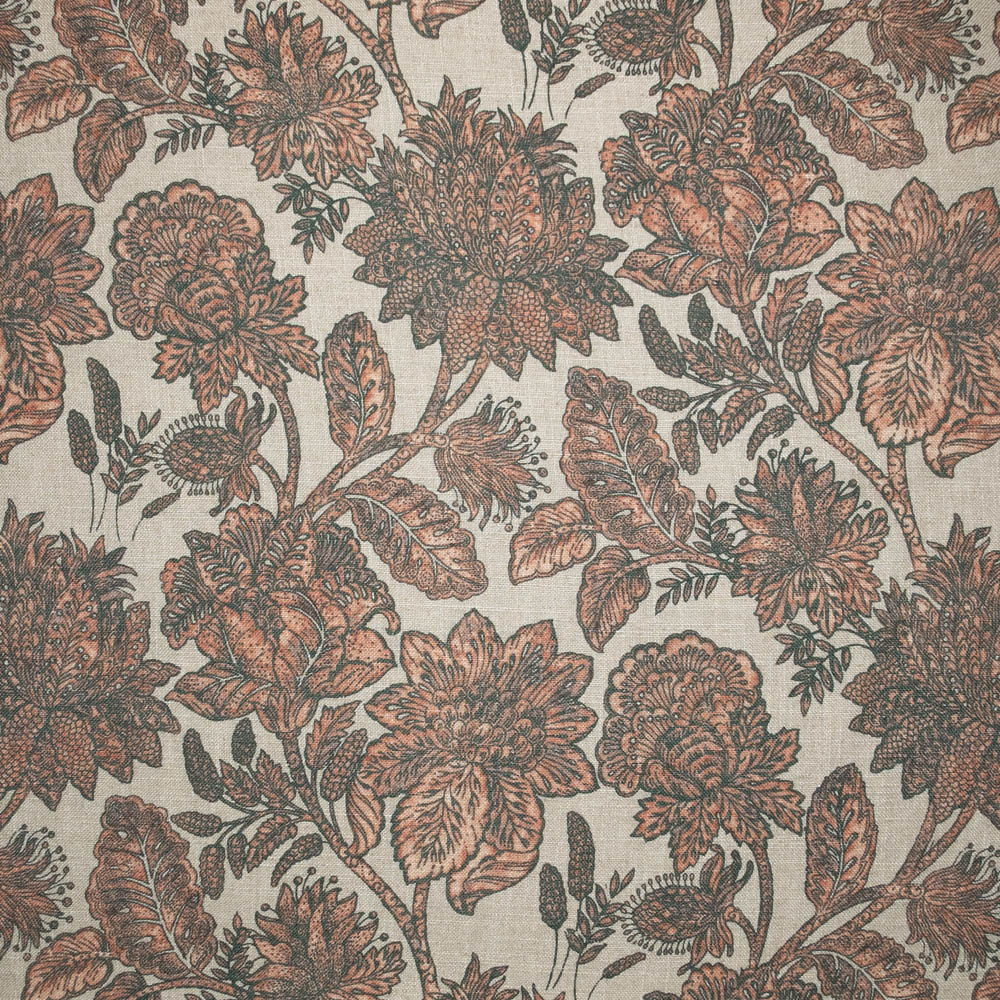 Tela Lino Flores Rosewood Peach