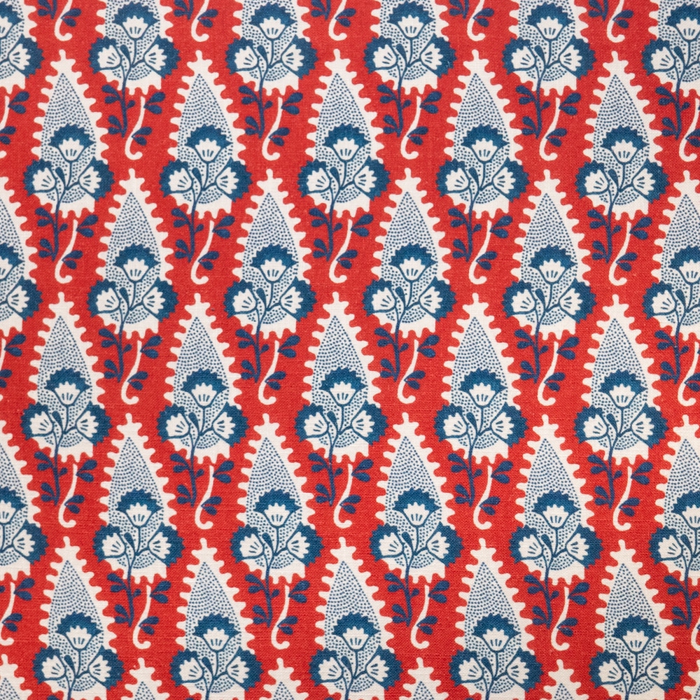 Tela Lino Paisley Rojo