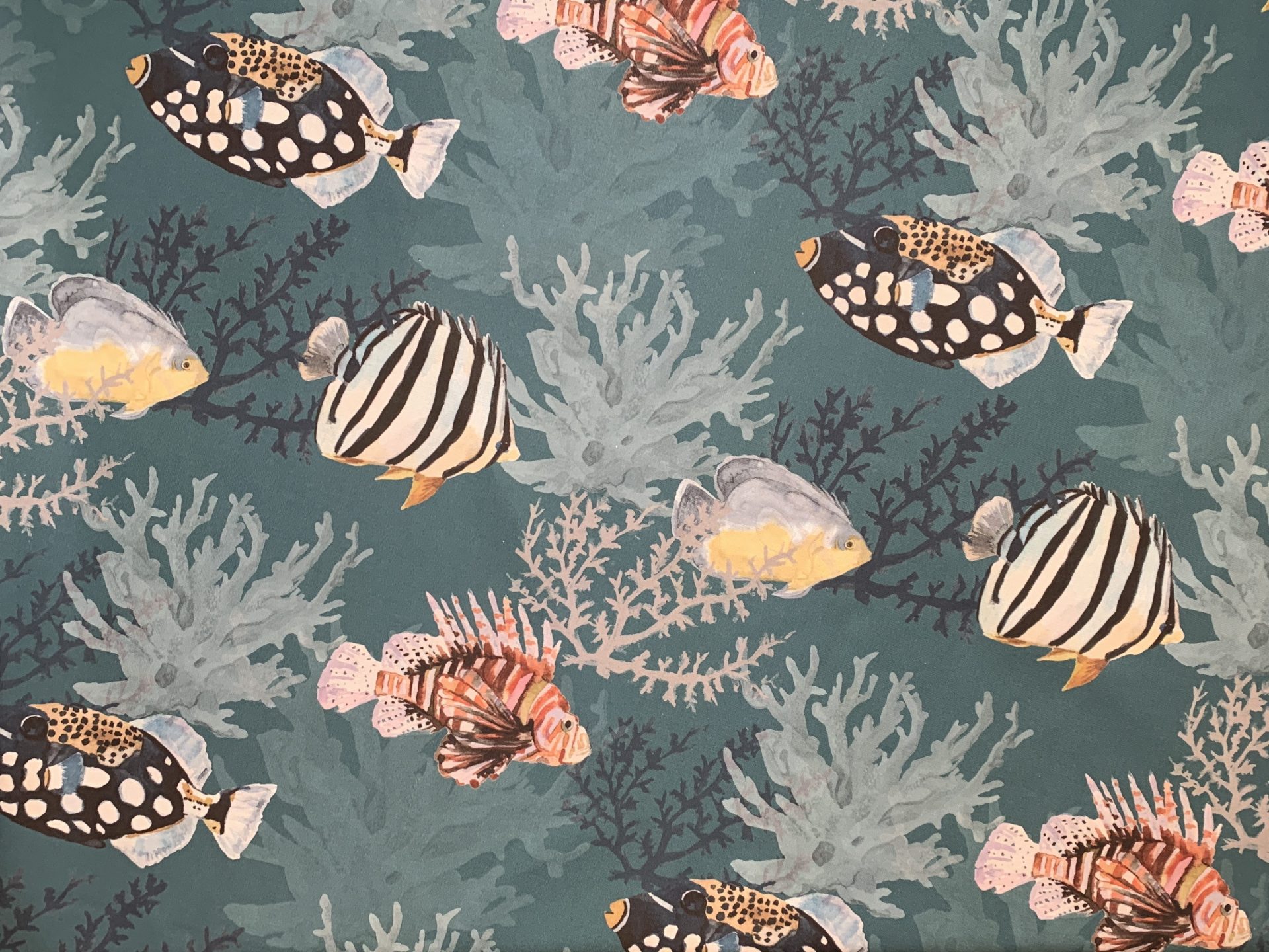 Tela Peces Verde Jade